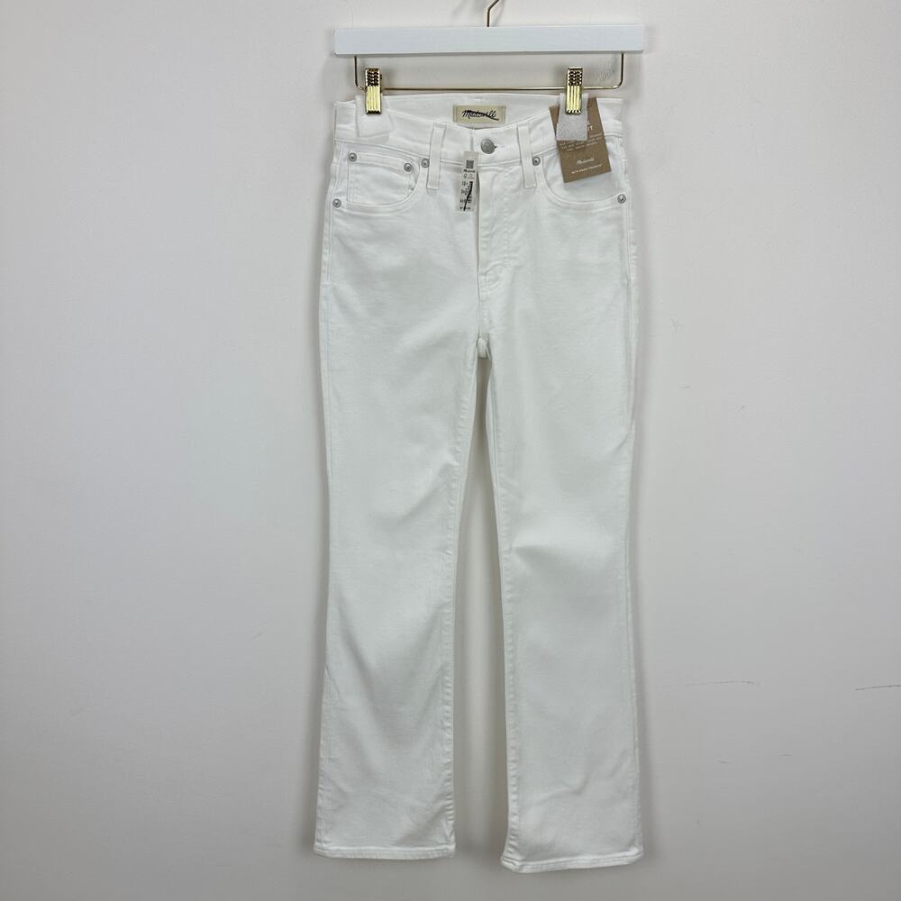Madewell Kick Out Crop Jeans Pure White Stretch Mid Rise Flare NI961 US 24 NWT - Picture 7 of 14